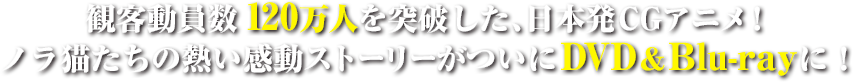 観客動員数120万人を突破した、日本発CGアニメ！ ノラ猫たちの熱い感動ストーリーがついにDVD＆Blu-rayに！